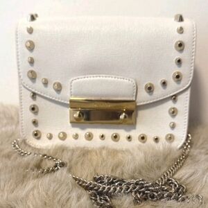 Furla Julia Mini Studded Metropolis Leather White Crossbody Bag (EUC)